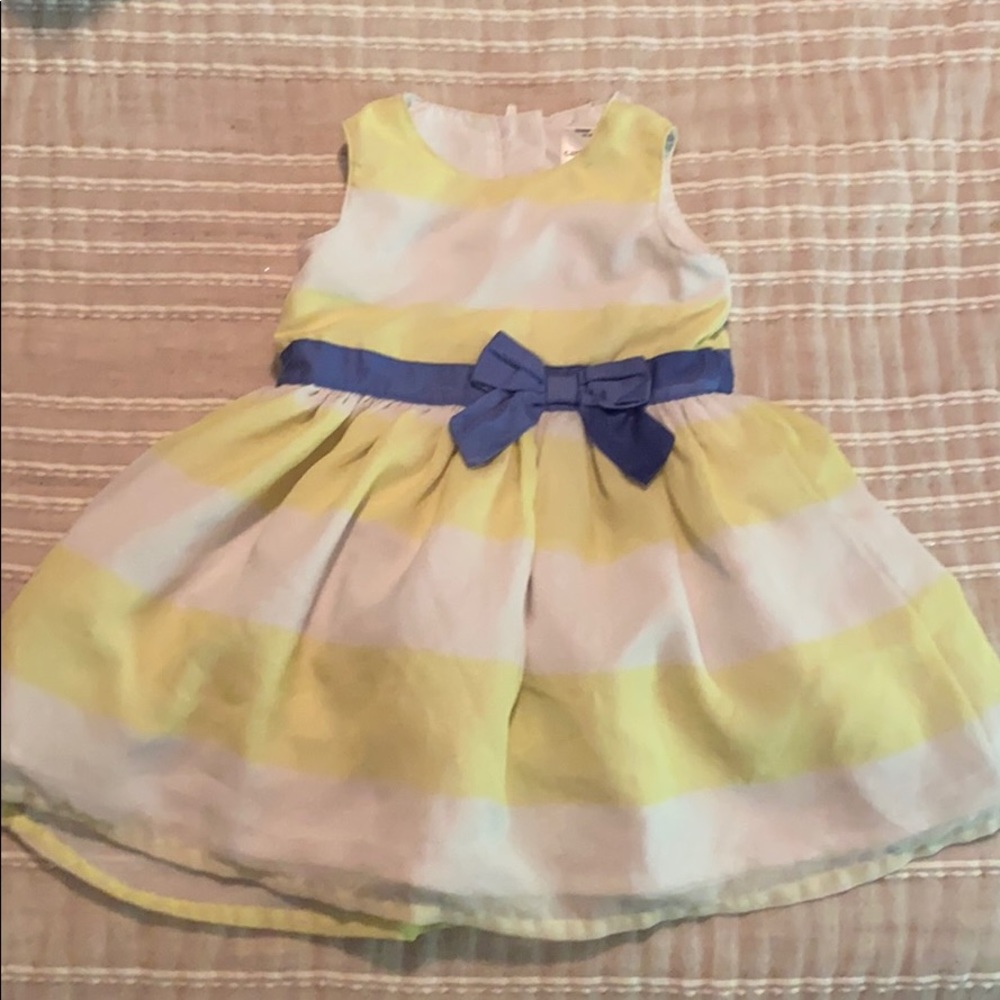 Yellow and white striped chiffon dress